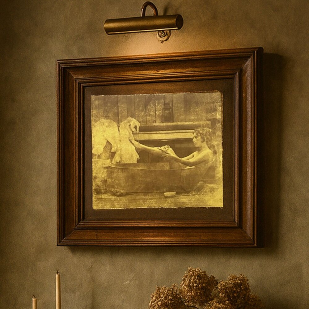 Vintage R. Hendrickson Sepia "Indiana Art Print Portrait Framed Nude Woman